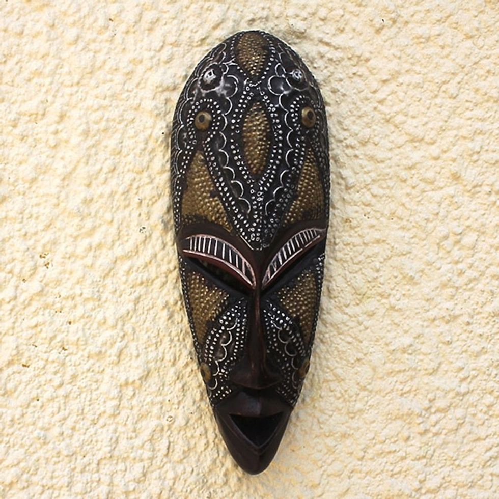 Original Wood and Metal Mask from Ghana 'Babangida'