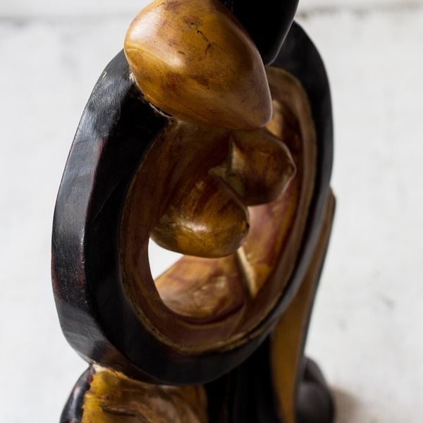 Alternate image for Couple Embracing Black and Brown Hand Carved Wood Statuette Maphikelela