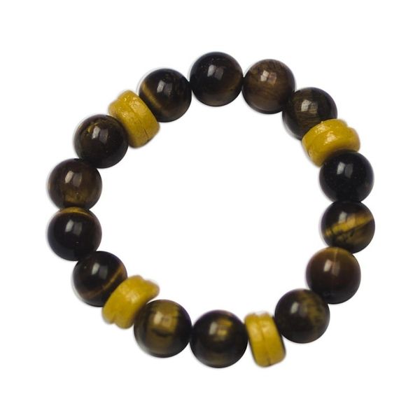 Alternate image for Tigers Eye and Recycled Glass Beaded Stretch Bracelet Care for the Earth