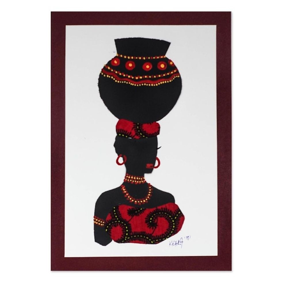 Painting of an African Woman with Red Cotton Accent 'Yaa in Red'