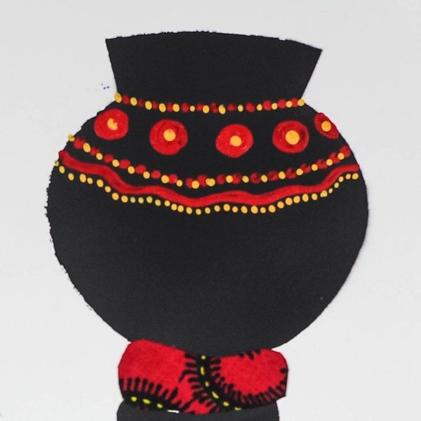 Alternate image for Painting of an African Woman with Red Cotton Accent Yaa in Red