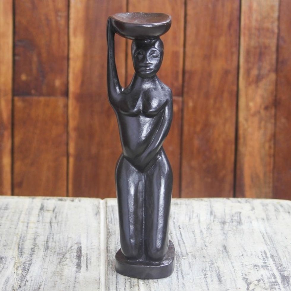 Sese Wood Female Form Sculpture Crafted in Ghana 'Somuyie'