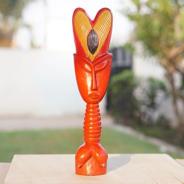 Alternate image for Heart Motif Wood Fante Fertility Doll Sculpture in Red Red Passion