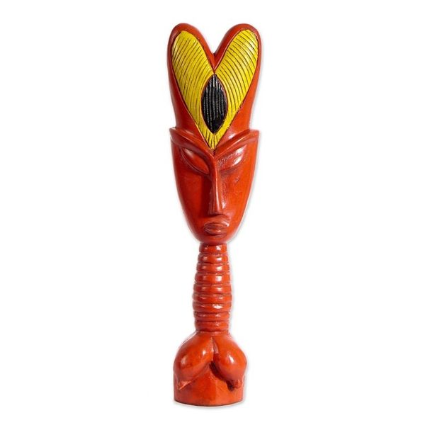 Alternate image for Heart Motif Wood Fante Fertility Doll Sculpture in Red Red Passion
