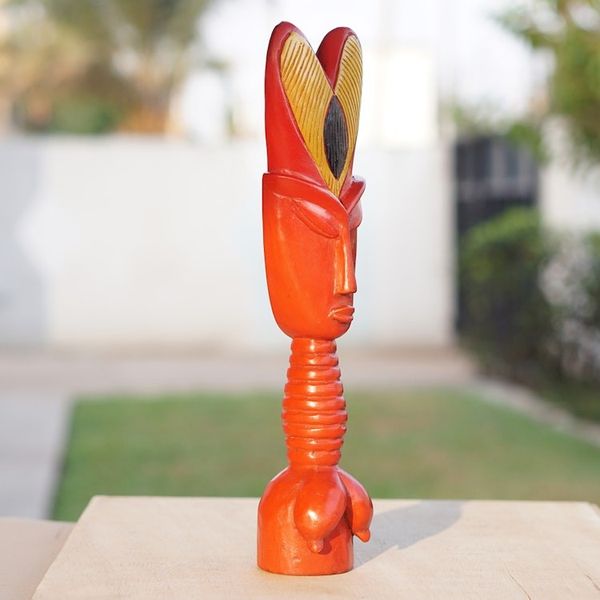 Alternate image for Heart Motif Wood Fante Fertility Doll Sculpture in Red Red Passion
