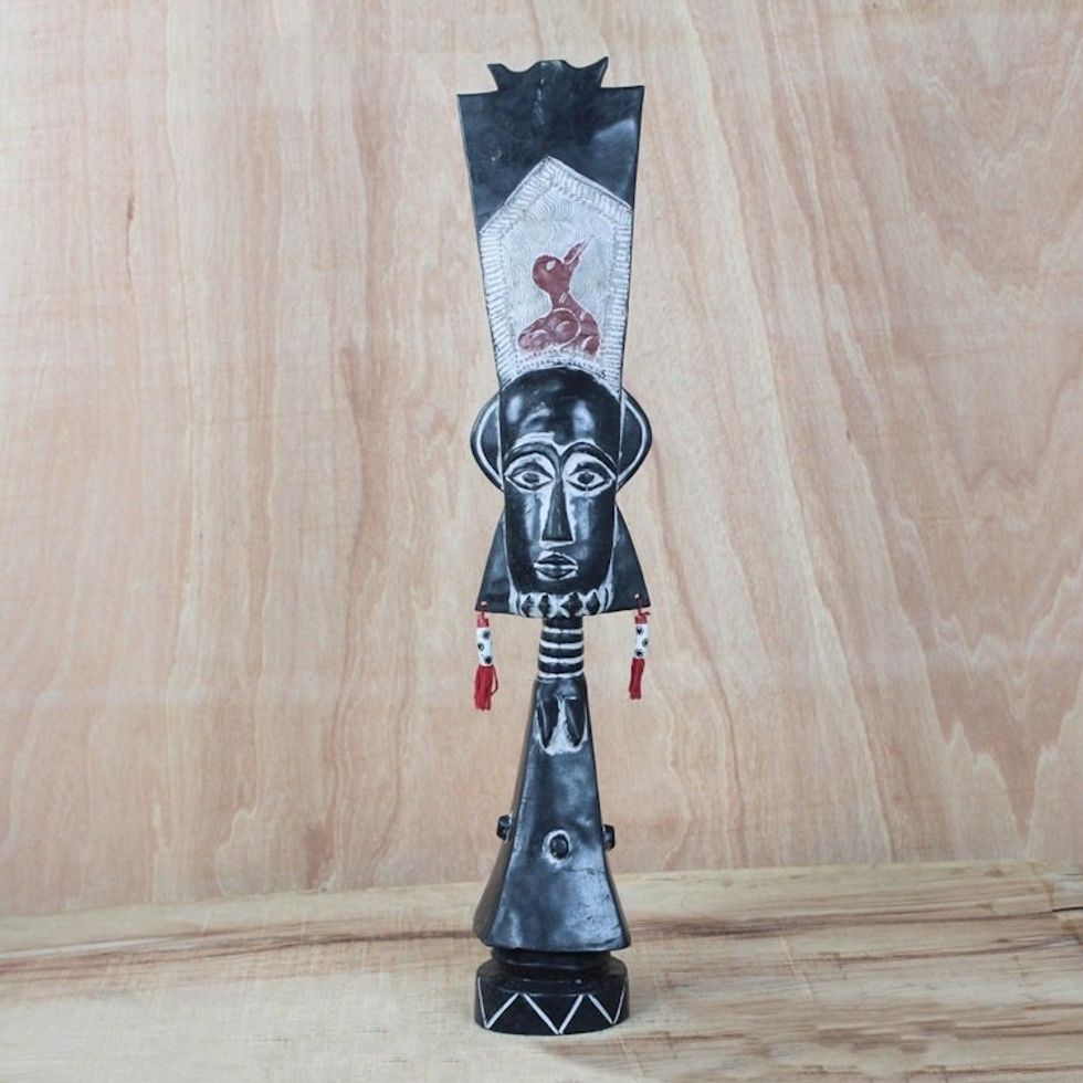 Hand-Carved African Sese Wood Sculpture from Ghana 'Auntie Abena'