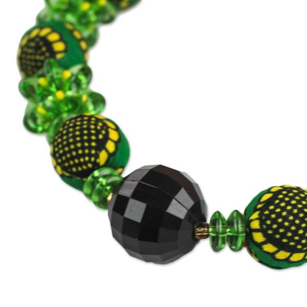 Alternate image for Recycled Plastic and Cotton Beaded Necklace in Green Green Goodness