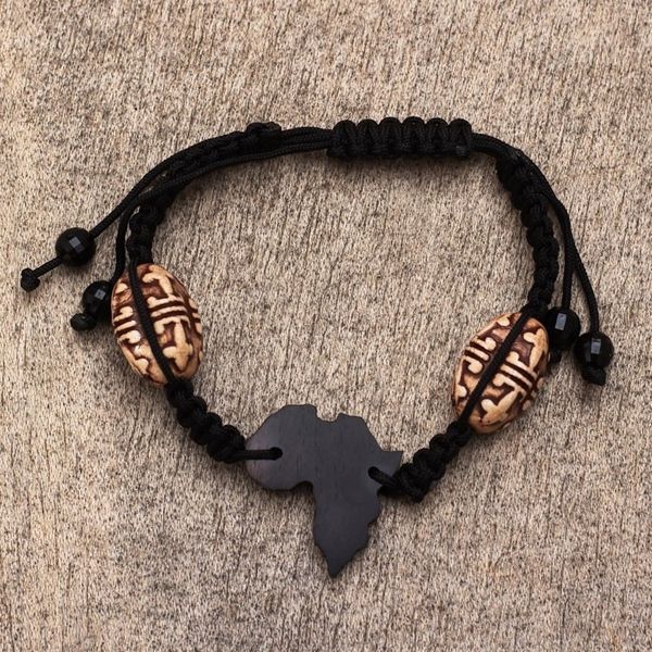 Alternate image for Hand Crafted Ebony Wood Pendant Bracelet from Ghana African Night