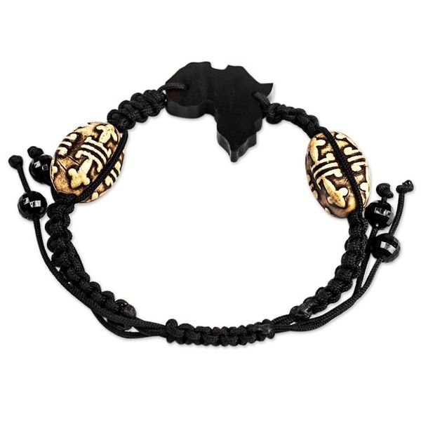 Alternate image for Hand Crafted Ebony Wood Pendant Bracelet from Ghana African Night