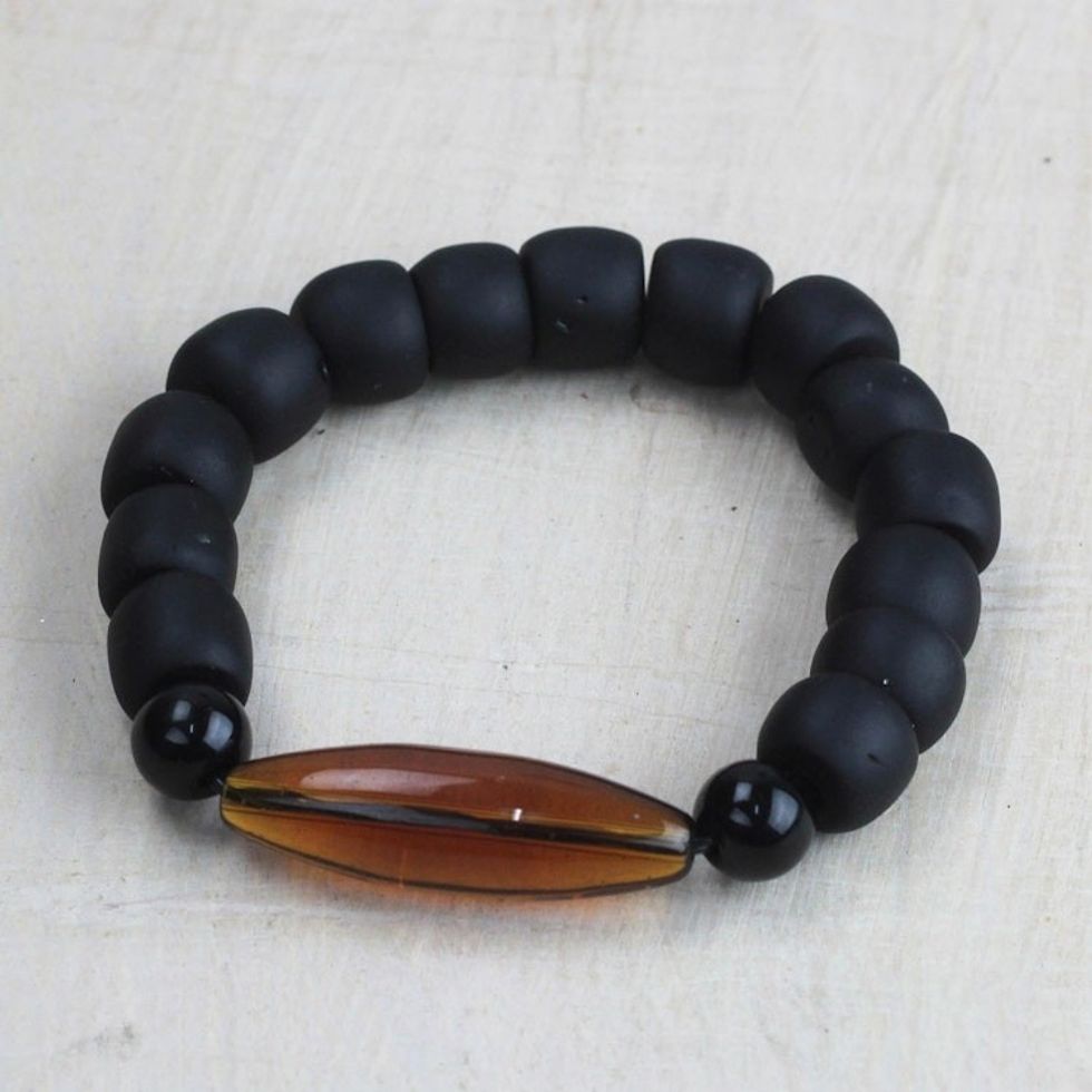 Recycled Glass Beaded Stretch Bracelet from Ghana 'My Dream'