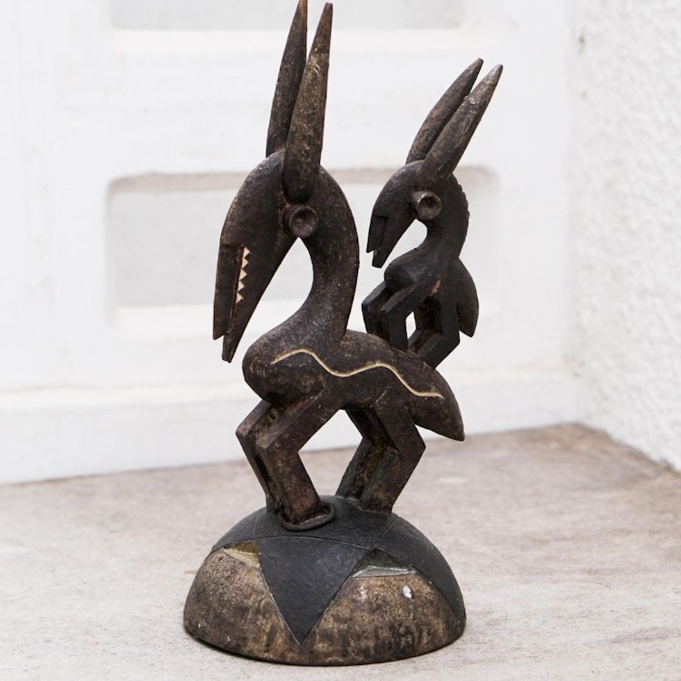 Hand Carved Sese Wood Sculpture 'Bambara'