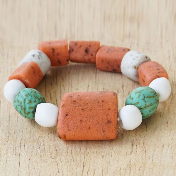 Alternate image for Handmade Recycled Glass Beaded Bracelet Good Faith