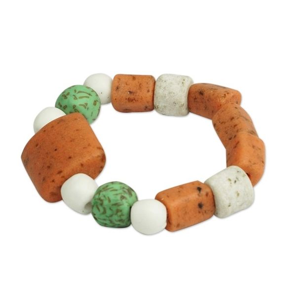Alternate image for Handmade Recycled Glass Beaded Bracelet Good Faith