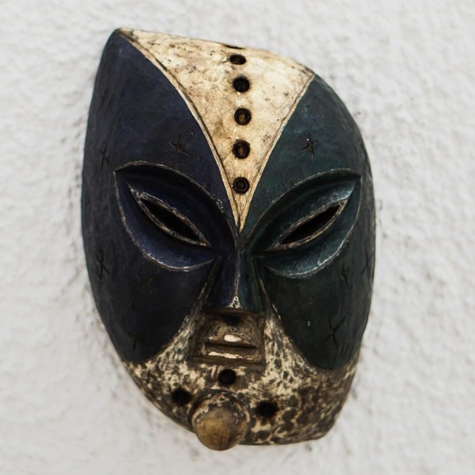 Artisan Crafted African Sese Wood Mask 'Guro'