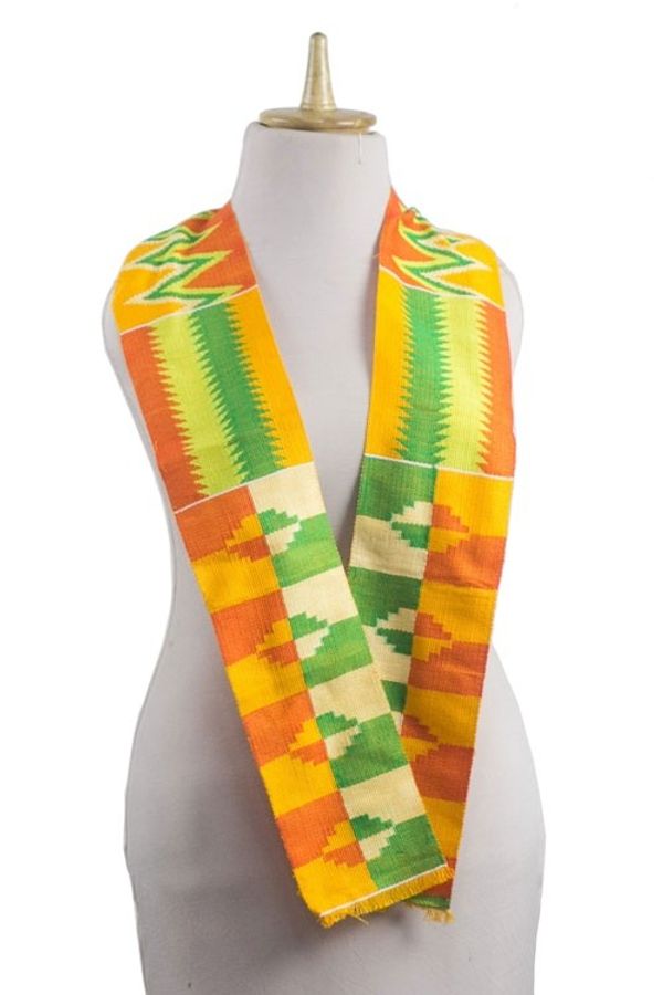 Alternate image for Rayon and Cotton Blend Kente Scarf in Orange 4.5 in. Kente Royalty