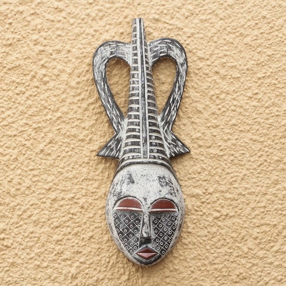 Distressed African Sese Wood Mask from Ghana 'Queen of the Heart'