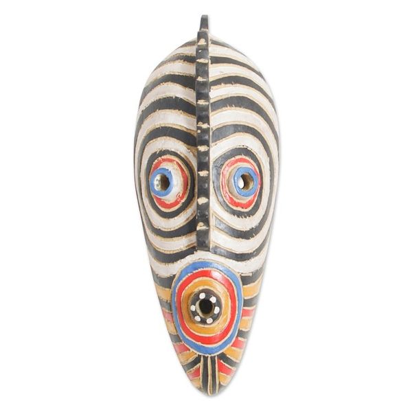 Alternate image for Hand Painted Oblong Sese Wood Mask from Ghana Dinpa