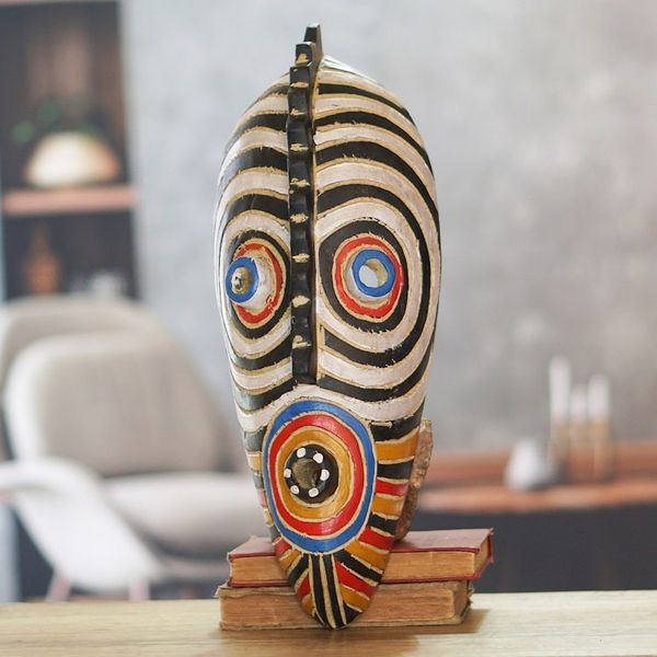 Alternate image for Hand Painted Oblong Sese Wood Mask from Ghana Dinpa