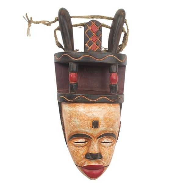 Alternate image for Hand Made African Sese Wood Mask Ibiobio Horn