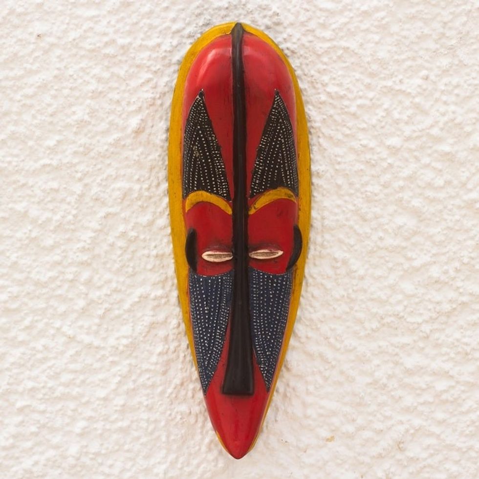Handmade Sese Wood and Aluminum Plated Mask 'Butsomekpoe'