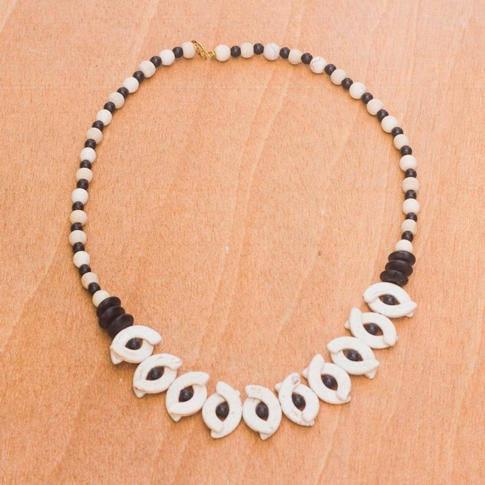 Wood and Recycled Plastic Beaded Necklace from Ghana 'Graceful Africa'