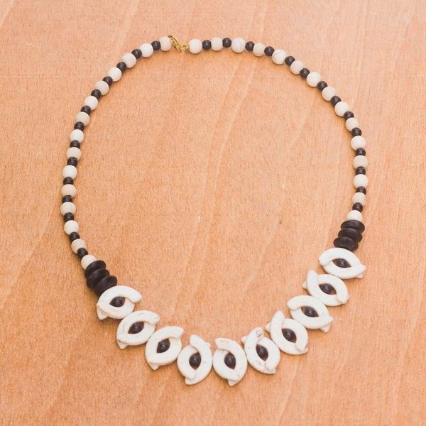 Alternate image for Wood and Recycled Plastic Beaded Necklace from Ghana Graceful Africa