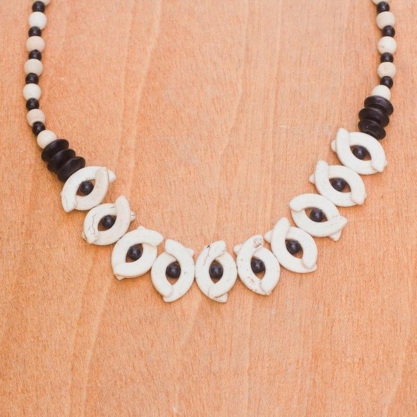Alternate image for Wood and Recycled Plastic Beaded Necklace from Ghana Graceful Africa