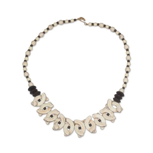 Alternate image for Wood and Recycled Plastic Beaded Necklace from Ghana Graceful Africa