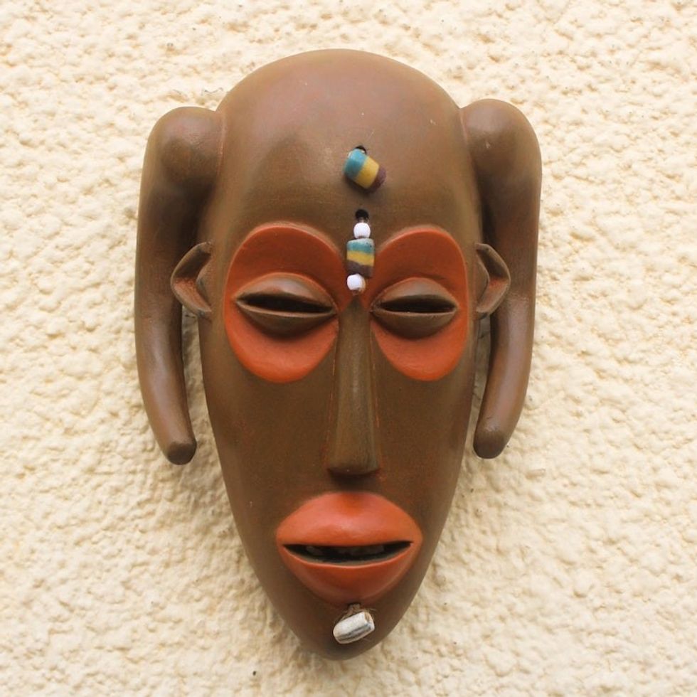 Monkey-Inspired Cultural African Wood Mask from Ghana 'Hemba'