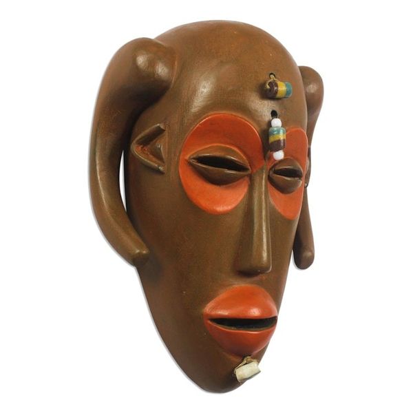 Alternate image for Monkey-Inspired Cultural African Wood Mask from Ghana Hemba