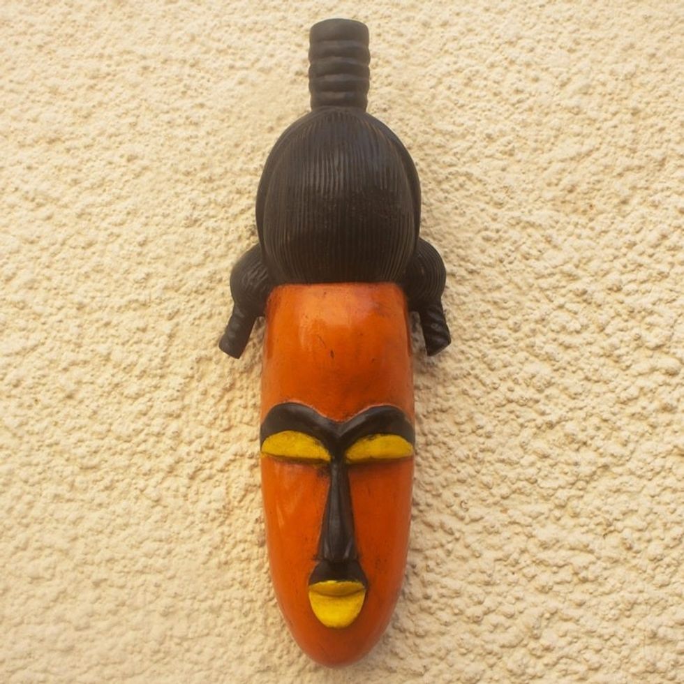 Hand Carved African Sese Wood Mask 'Afefa'