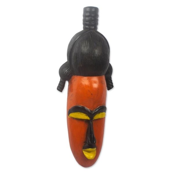 Alternate image for Hand Carved African Sese Wood Mask Afefa