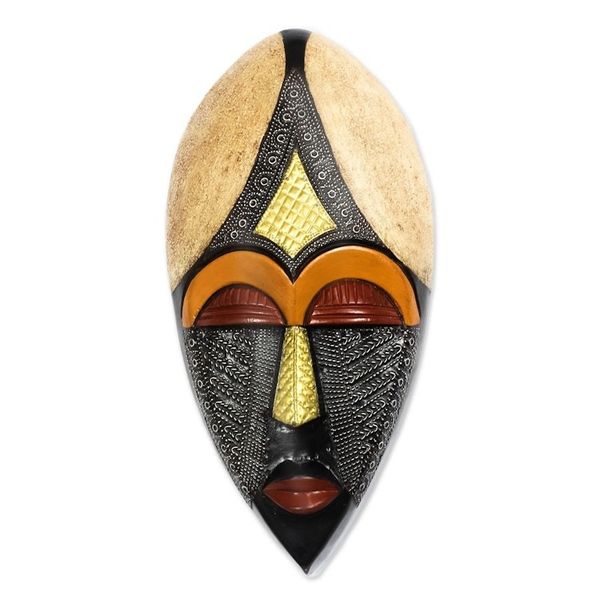Alternate image for Multicolored African Wood Mask from Ghana King of Africa