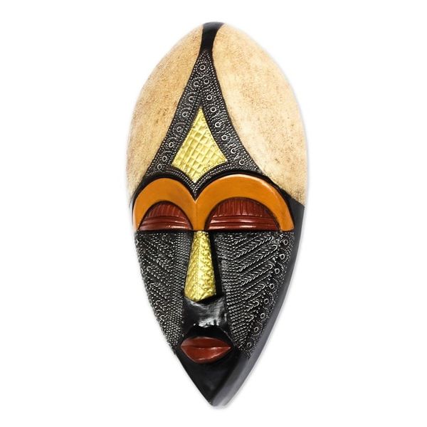 Alternate image for Multicolored African Wood Mask from Ghana King of Africa