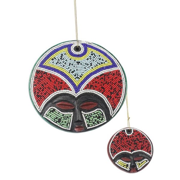 Alternate image for Recycled Plastic Beaded Wood Ornaments from Ghana Pair Ashanti Beauty