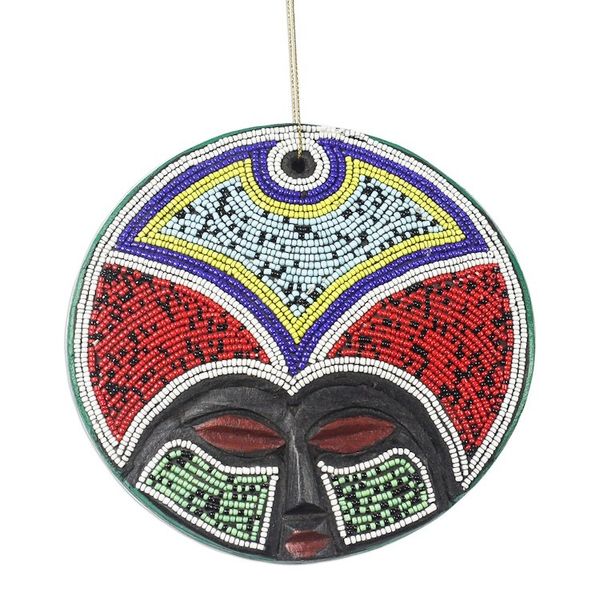 Alternate image for Recycled Plastic Beaded Wood Ornaments from Ghana Pair Ashanti Beauty