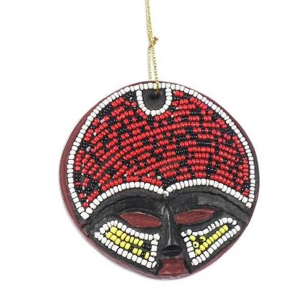 Alternate image for Recycled Plastic Beaded Wood Ornaments from Ghana Pair Ashanti Beauty