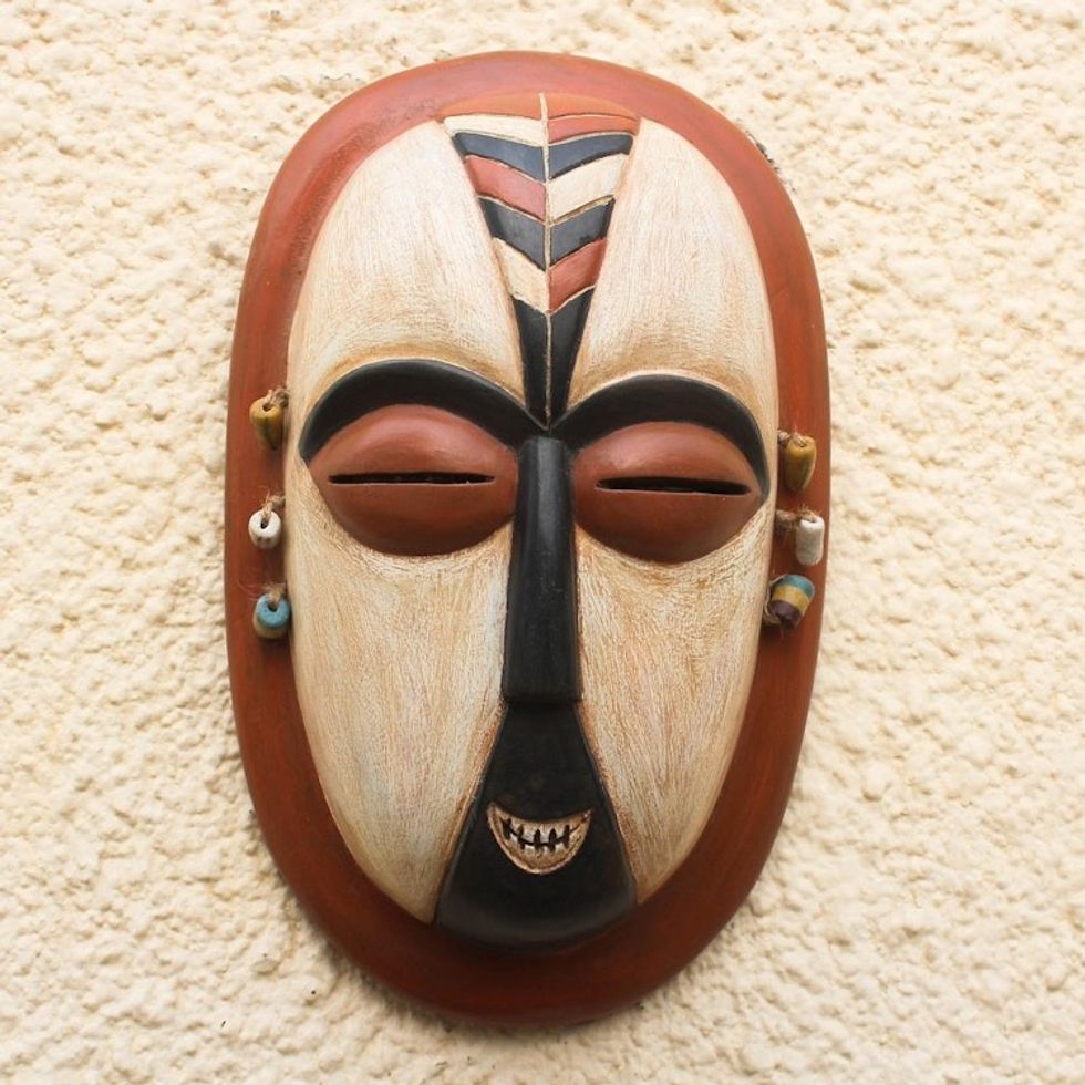 Hand-Carved African Wood Duman Mask from Ghana 'Duma'