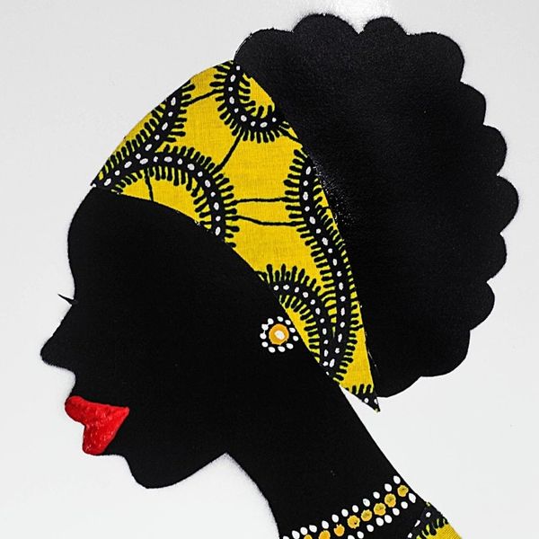 Alternate image for Signed African Woman Painting in Yellow from Ghana Mansah in Yellow
