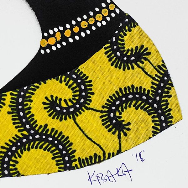 Alternate image for Signed African Woman Painting in Yellow from Ghana Mansah in Yellow