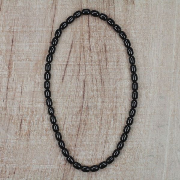 Alternate image for Black Recycled Glass Beaded Necklace from Ghana Color of Ebony