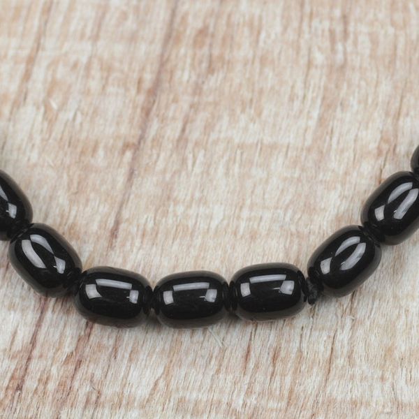 Alternate image for Black Recycled Glass Beaded Necklace from Ghana Color of Ebony