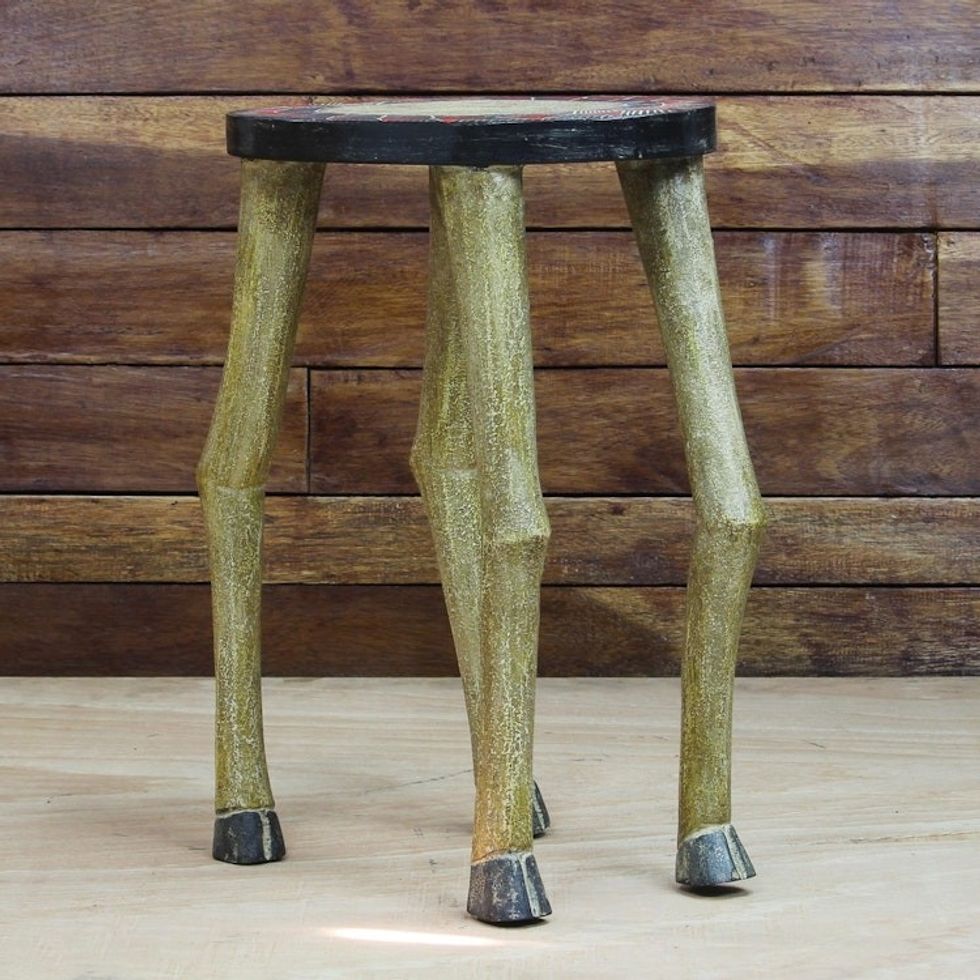 Horse-Themed Sese Wood Accent Table from Ghana 'Galloping Horse'
