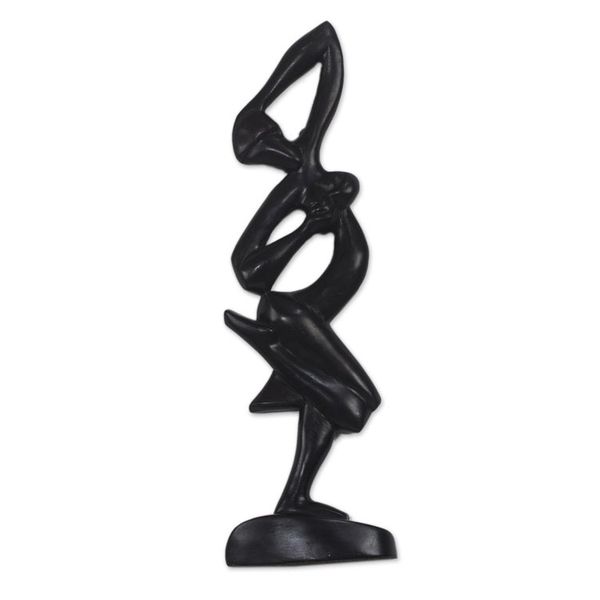 Alternate image for Dance-Themed Sese Wood Wall Sculpture from Ghana Dancing Woman