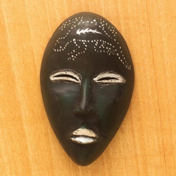 Alternate image for Dark Green Sese Wood African Mask from Ghana Green Nomsa