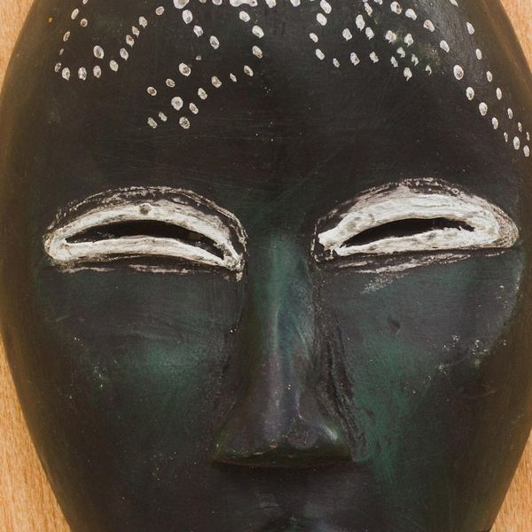 Alternate image for Dark Green Sese Wood African Mask from Ghana Green Nomsa