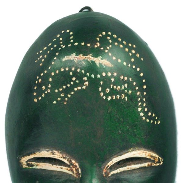 Alternate image for Dark Green Sese Wood African Mask from Ghana Green Nomsa