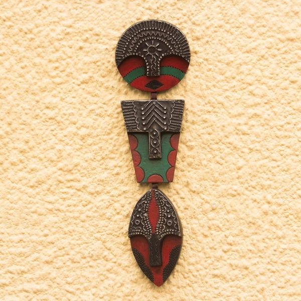 Alternate image for African Wood and Aluminum Trio Mask from Ghana Trio of Faces