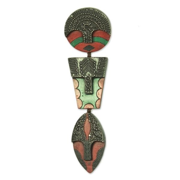 Alternate image for African Wood and Aluminum Trio Mask from Ghana Trio of Faces