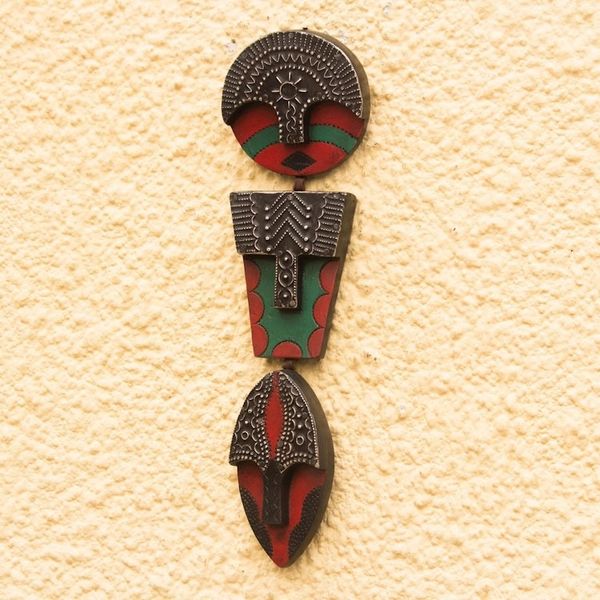 Alternate image for African Wood and Aluminum Trio Mask from Ghana Trio of Faces